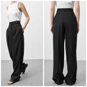 Jeaamksser Womens XL High Waisted Black Pleated Trousers Straight Leg Pants NWOT